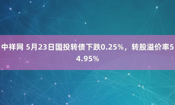 中祥网 5月23日国投转债下跌0.25%，转股溢价率54.95%