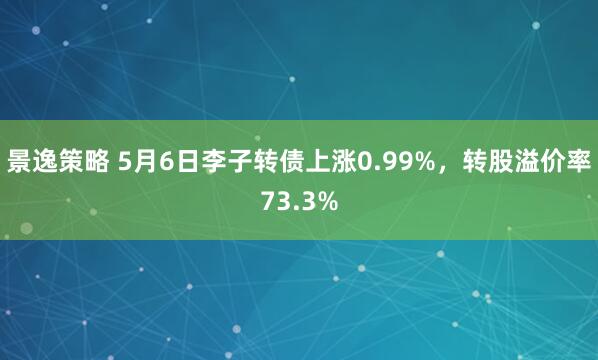景逸策略 5月6日李子转债上涨0.99%，转股溢价率73.3%